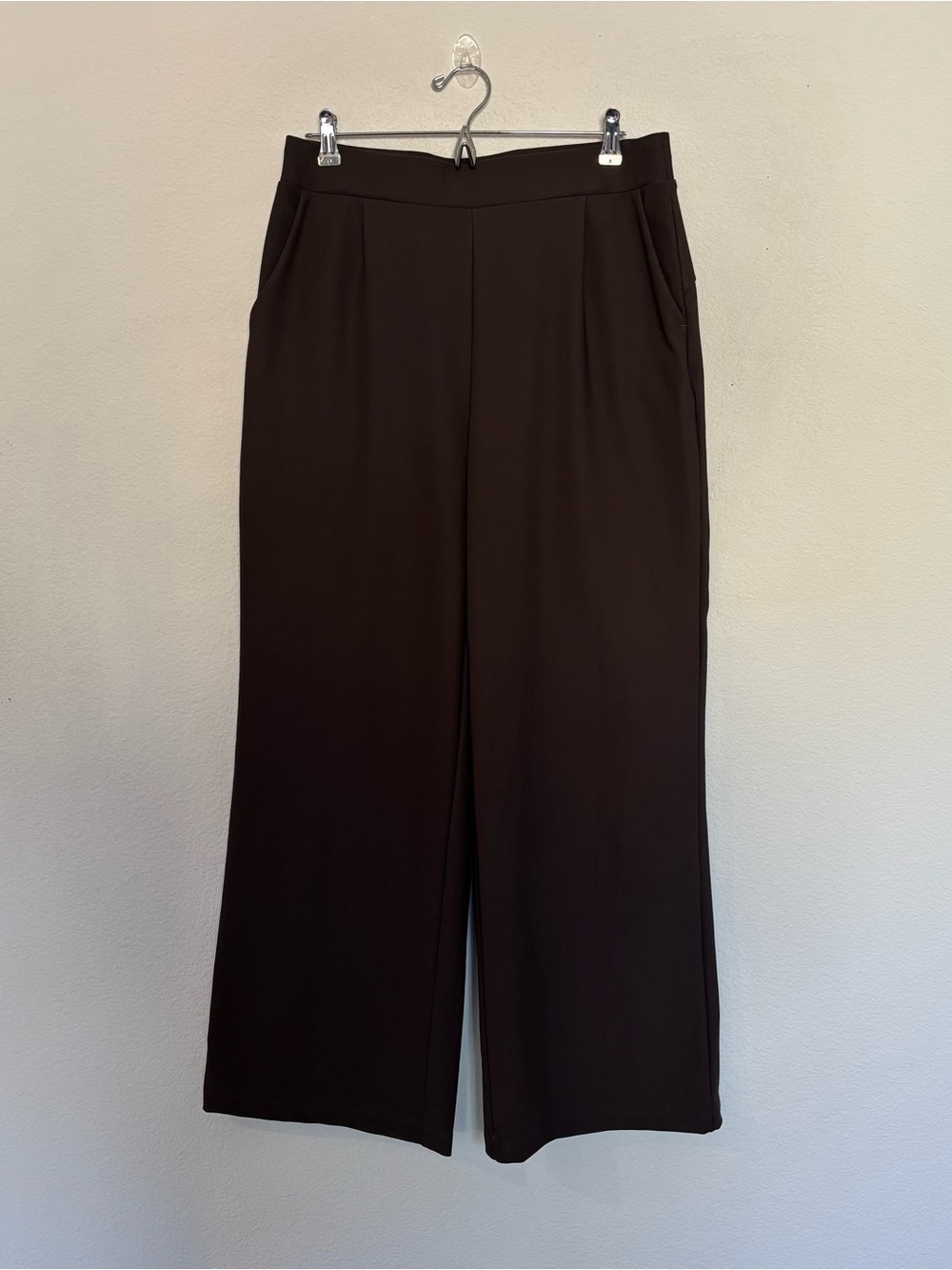 Halara Flex High Waisted Pocket Wide Leg Micro Waffle Brown Pants Trousers - Picture 2 of 7